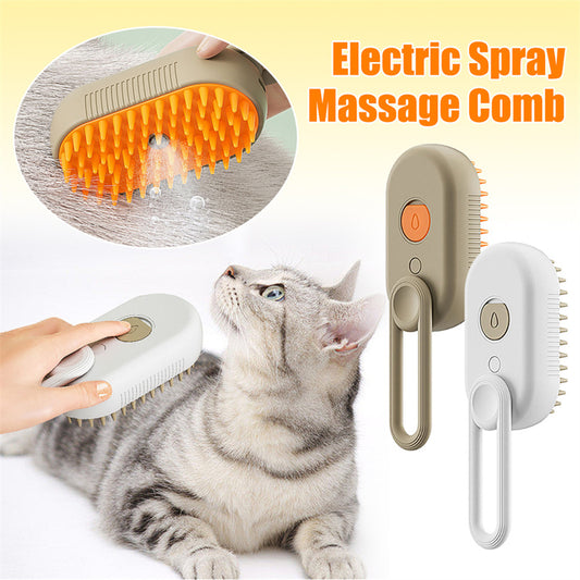 TinyEase 3-in-1 Steam Pet Grooming Brush — Electric Spray Brush for Cats & Dogs